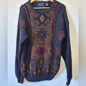 Northern Isles Vintage 90’s Knit Sweater in Navy and Multicolor - Size XL